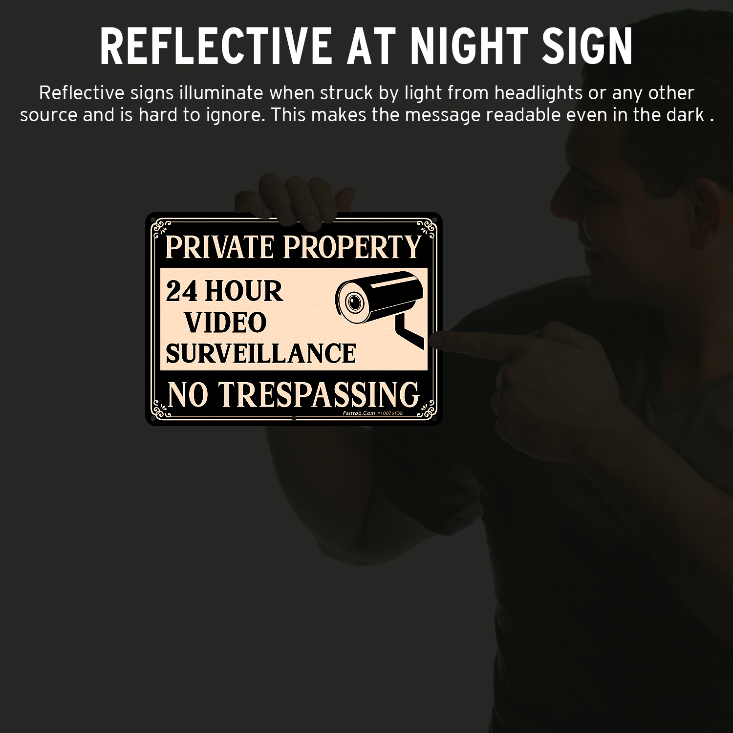 Faittoo Private Property No Trespassing Sign, Video Surveillance Signs Outdoor, 2-Pack 10 x 7 Inch Reflective Aluminum Warning Sign for Home Business Security Camera, Weather/Fade Resistant