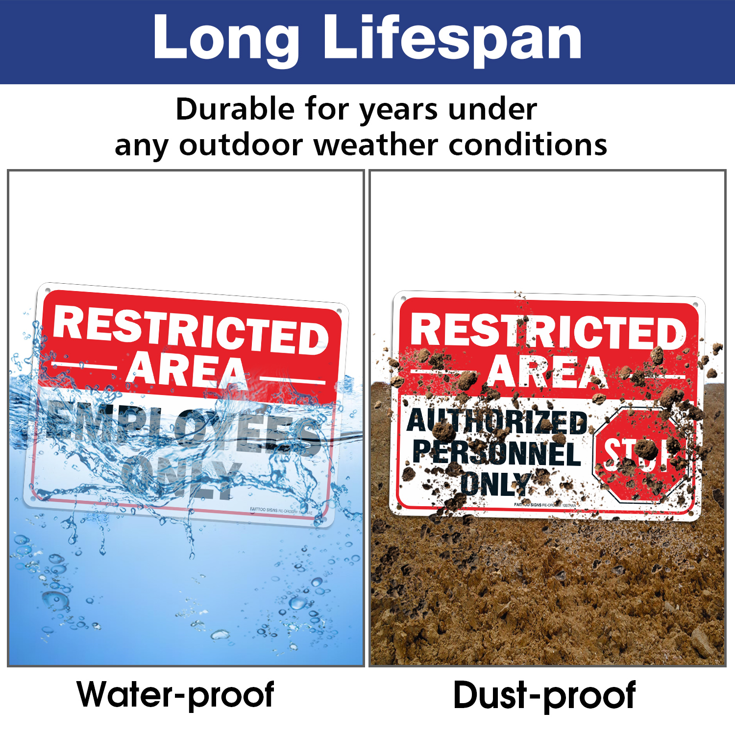 Faittoo Restricted Area Sign Authorized Personnel Only Sign, Do Not Enter Sign, （2 pack）10 x 7 Inches. 0.40 Rust Free Aluminum, UV Protected, Fade Resistant, Easy to Mount