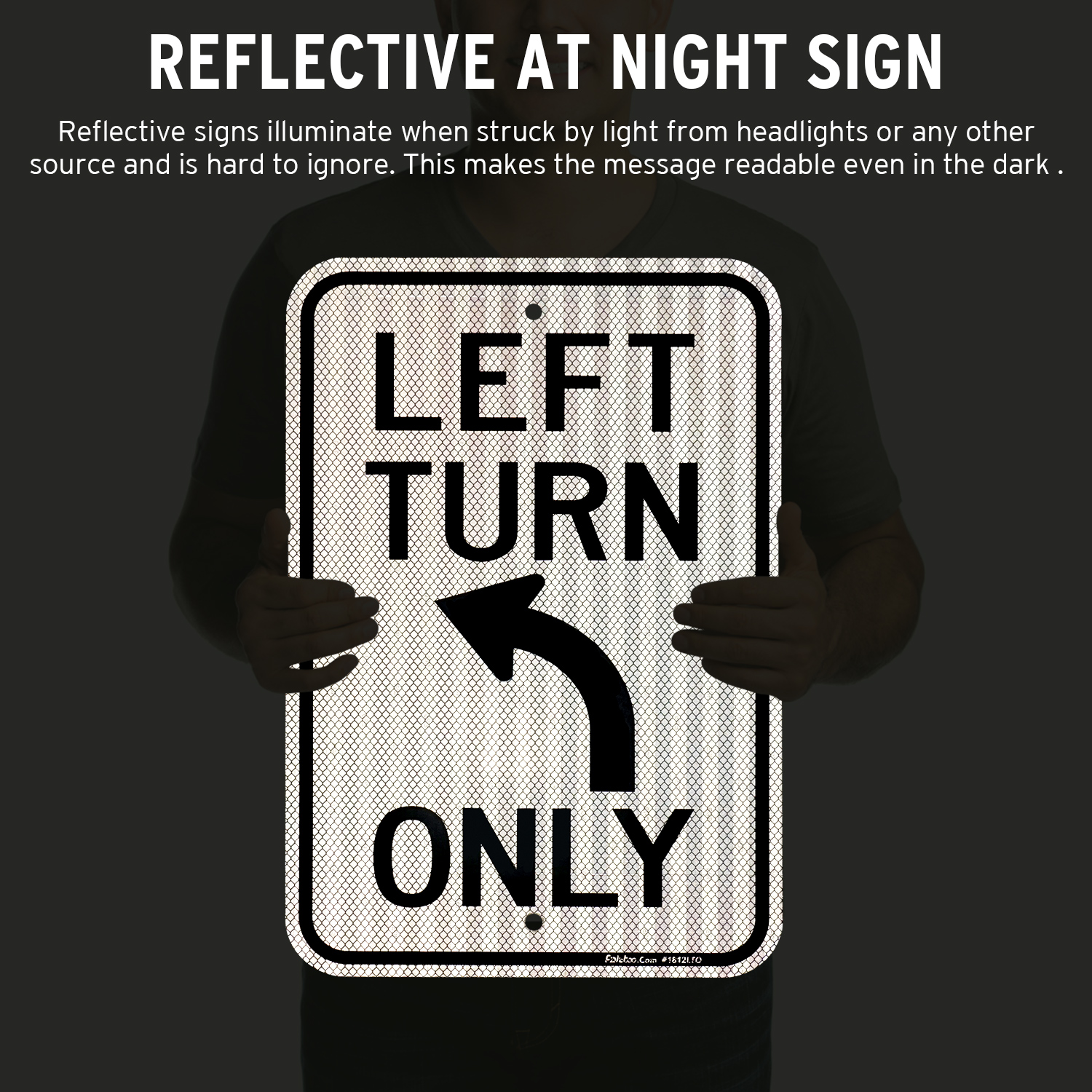 Faittoo Left Turn Only Sign, (4 Pack) 18 x 12 Engineer Grade Reflective Sheeting Rust Free Aluminum, Weather Resistant, Waterproof, Easy to Mount