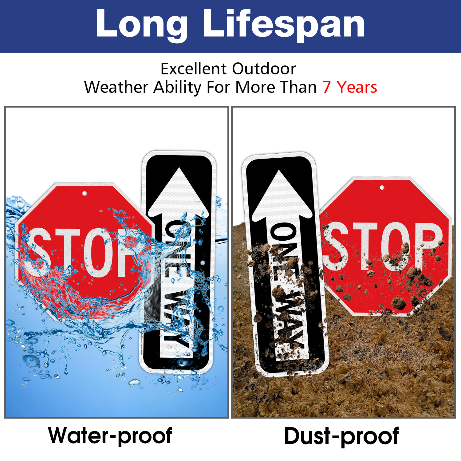 Faittoo Stop Sign 12 Inches One Way Sign with Left Arrow 18x6 Inches Aluminum Traffic Sign, Reflective, Durable Ink, Outdoors Use for 7 Years