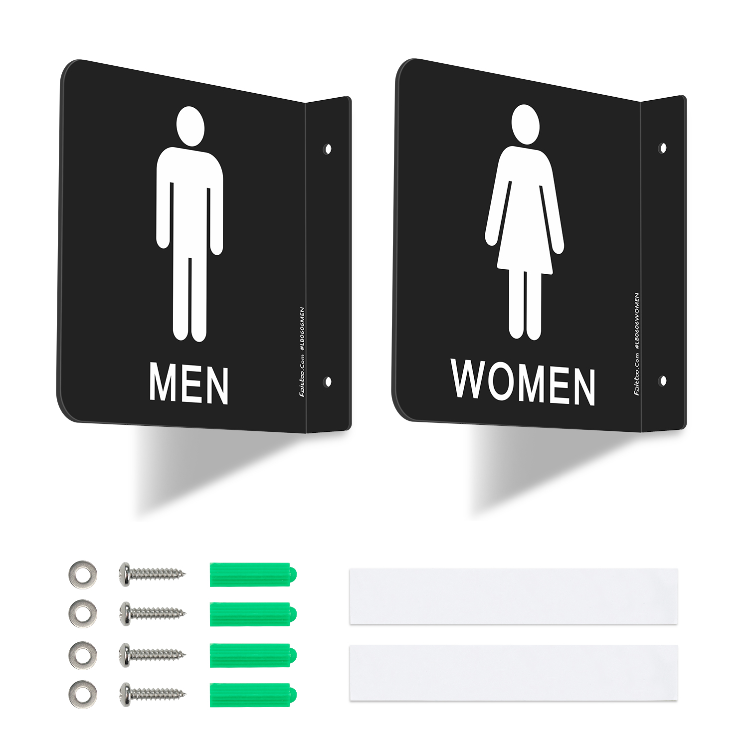 Faittoo Restroom Sign, Bathroom Signs, (2 Pack) 6 x 6 Inches Acrylic Sign, for Office or Business Bathroom and Toilet Door or Wall Decor, Indoor Outdoor Use (Men and women Set)