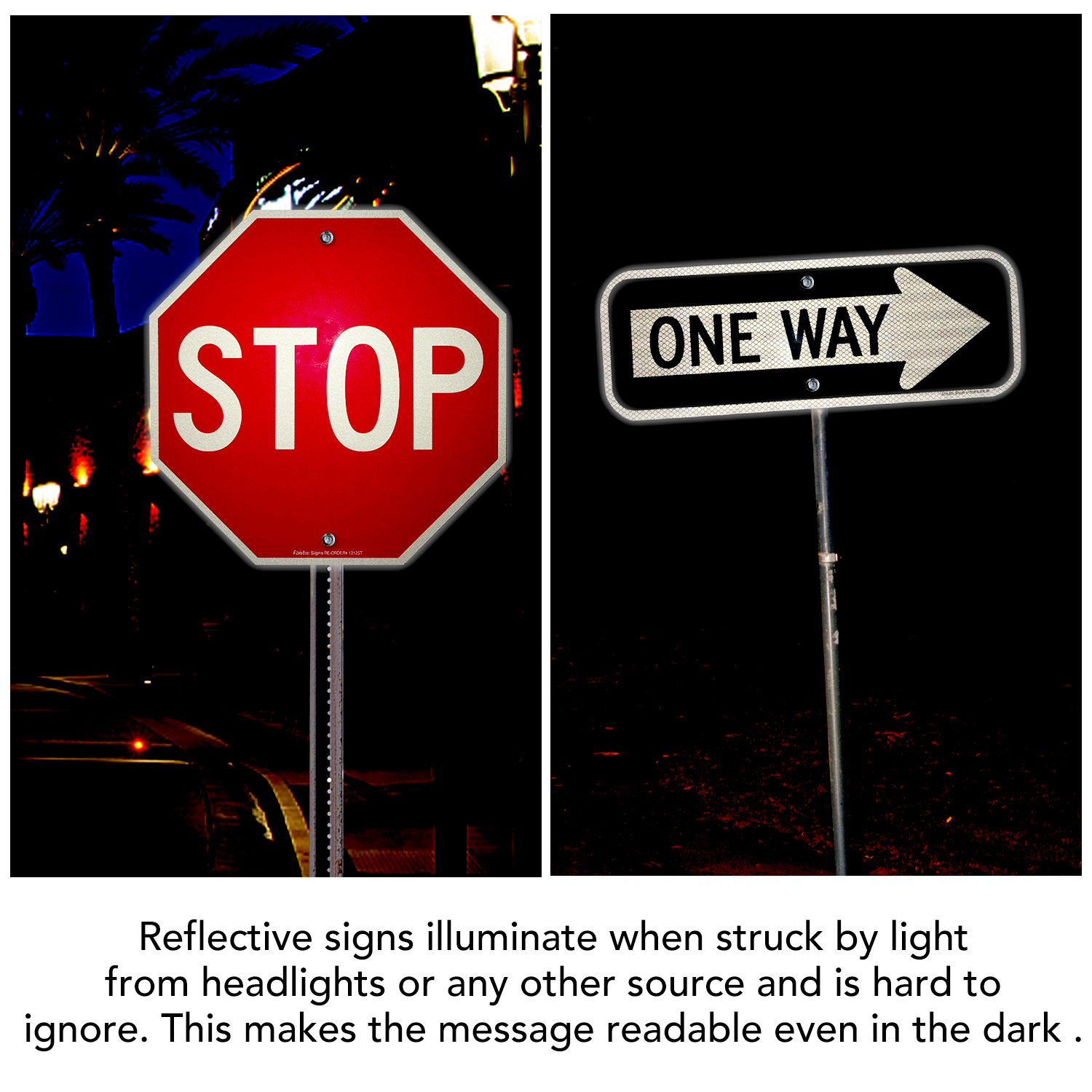 Faittoo Stop Sign 12 Inches One Way Sign with Right Arrow 18x6 Inches Aluminum Traffic Sign, Reflective, Durable Ink, Outdoors Use for 7 Years