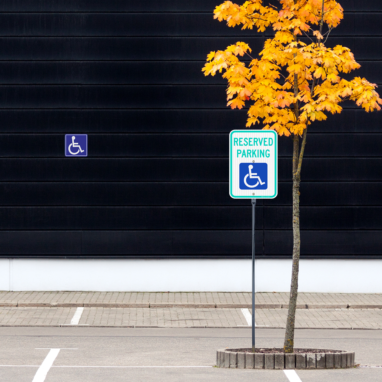 Faittoo Large Reserved Parking Sign with 54" Metal Thick Stake, 2 Pack 17"x12" Handicap Parking with Picture of Wheelchair Sign, Engineer Grade Reflective Sheeting Rust Free Aluminum, Easy to Mount