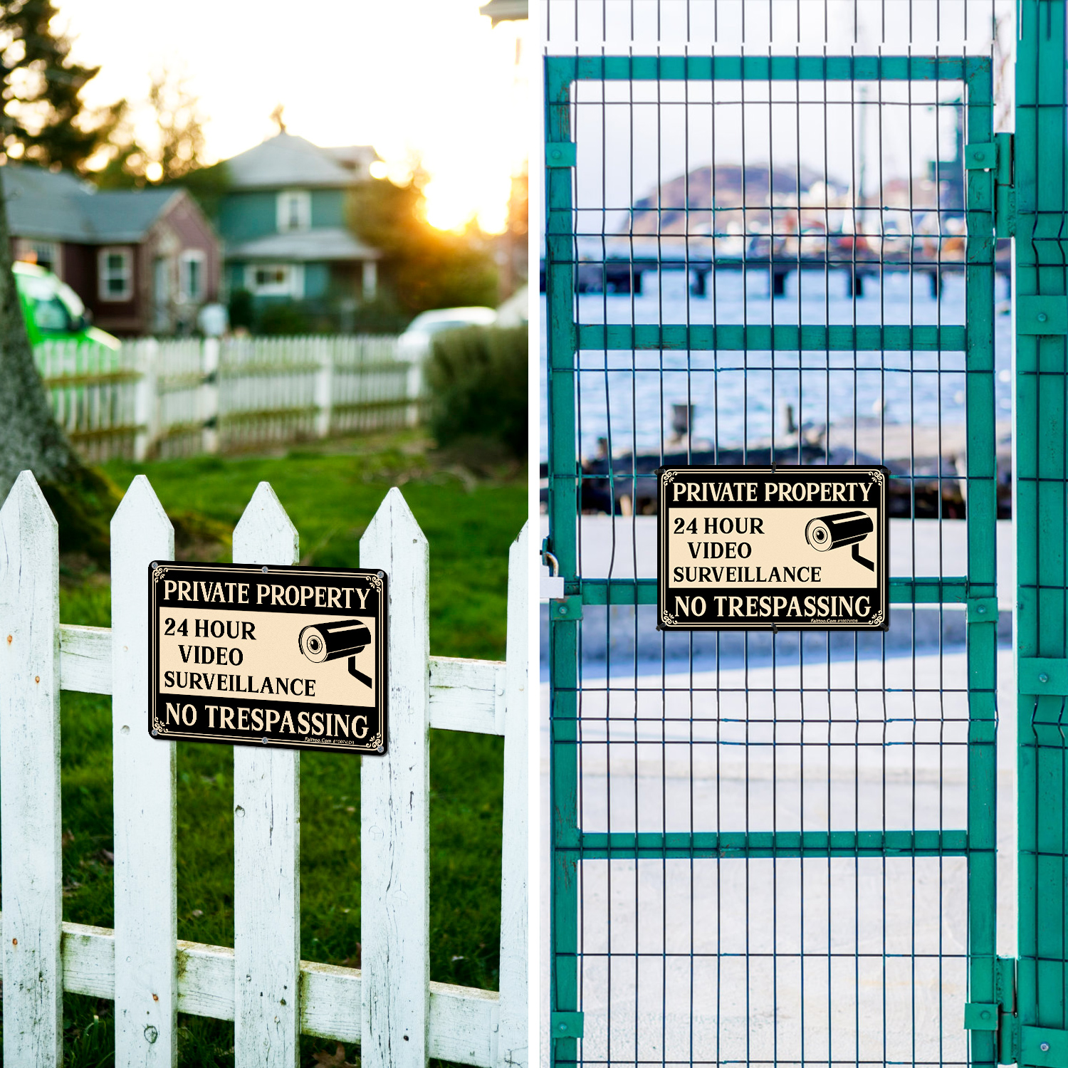 Faittoo Private Property No Trespassing Sign, Video Surveillance Signs Outdoor, 2-Pack 10 x 7 Inch Reflective Aluminum Warning Sign for Home Business Security Camera, Weather/Fade Resistant