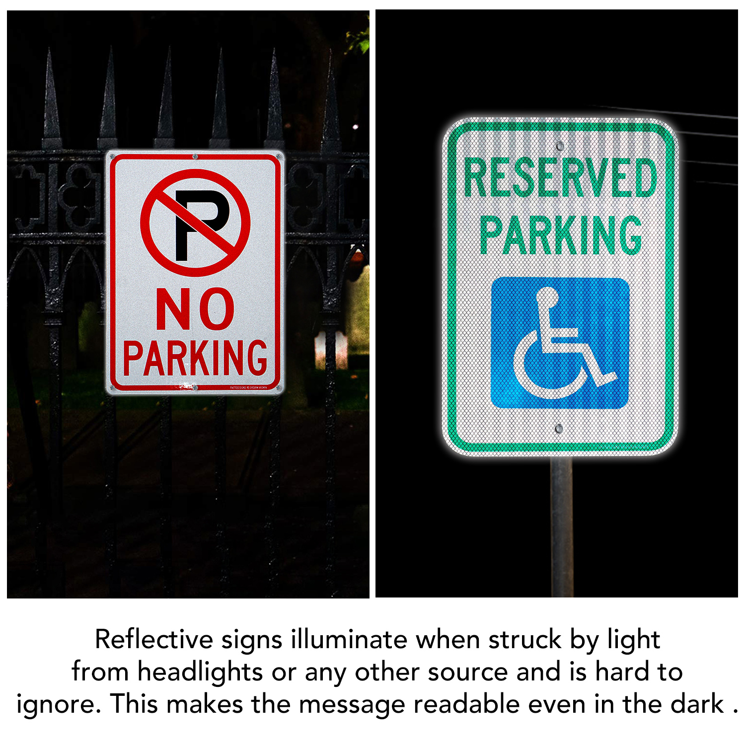 Faittoo 18" x 12" Reserved Parking Sign, Handicap Parking with Picture of Wheelchair Sign and 14" x 10" No Parking With Symbol Sign. Reflective Aluminum Traffic Sign, UV Protected, Fade Resistant, Easy to Install