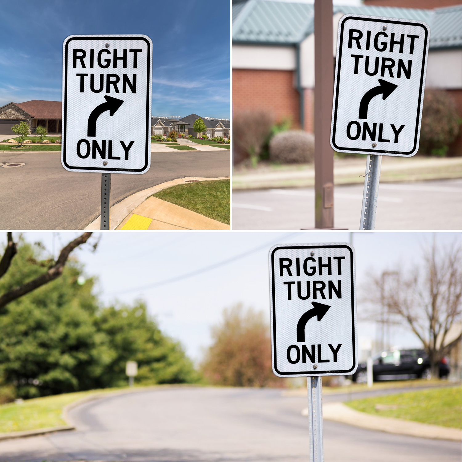 Faittoo Right Turn Only Sign, 18 x 12 Engineer Grade Reflective Sheeting Rust Free Aluminum, Weather Resistant, Waterproof, Easy to Mount