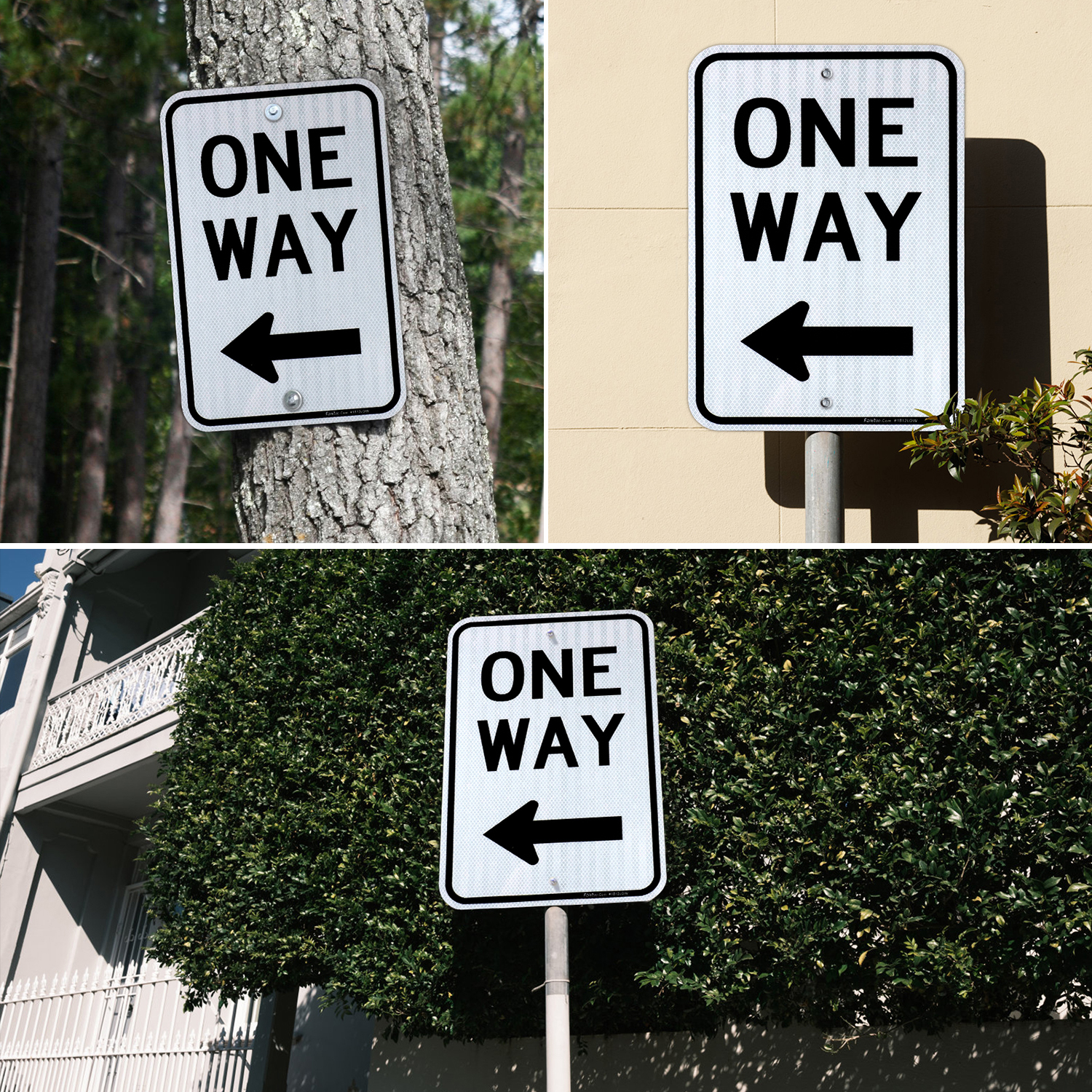 Faittoo One Way Sign with Left Arrow, (4 Pack) 18x12 Inches Engineer Grade Reflective Rust Free Aluminum, Weather/Fade Resistant, UV Protected, Easy to Mount, Indoor/Outdoor Use