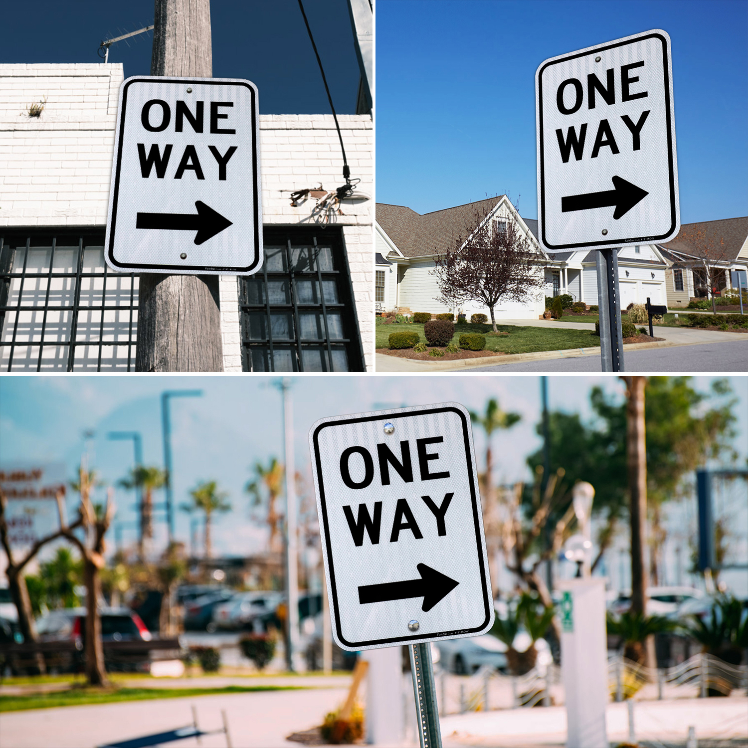 Faittoo One Way Sign with Right Arrow, 18x12 Inches Engineer Grade Reflective Rust Free Aluminum, Weather/Fade Resistant, UV Protected, Easy to Mount, Indoor/Outdoor Use