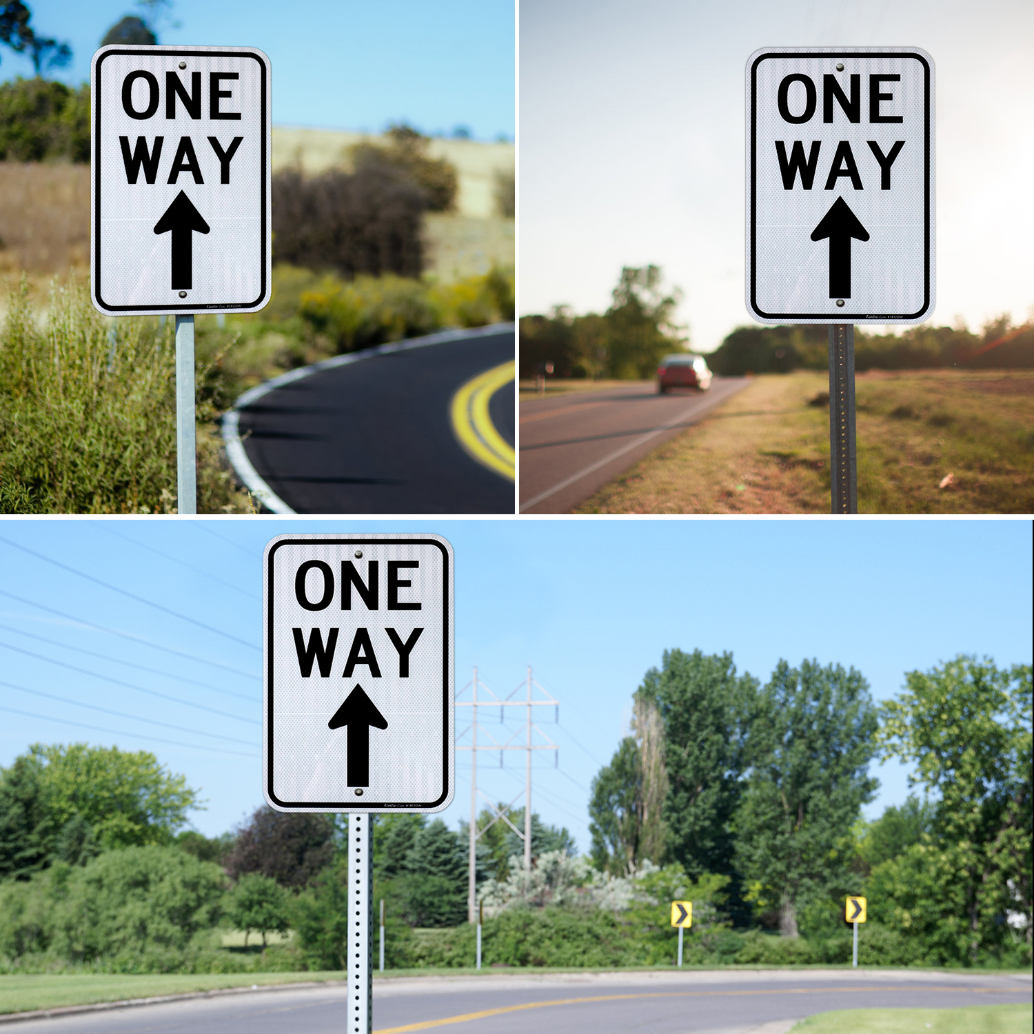 Faittoo One Way Sign with Up Arrow, 18x12 Inches Engineer Grade Reflective Rust Free Aluminum, Weather/Fade Resistant, UV Protected, Easy to Mount, Indoor/Outdoor Use