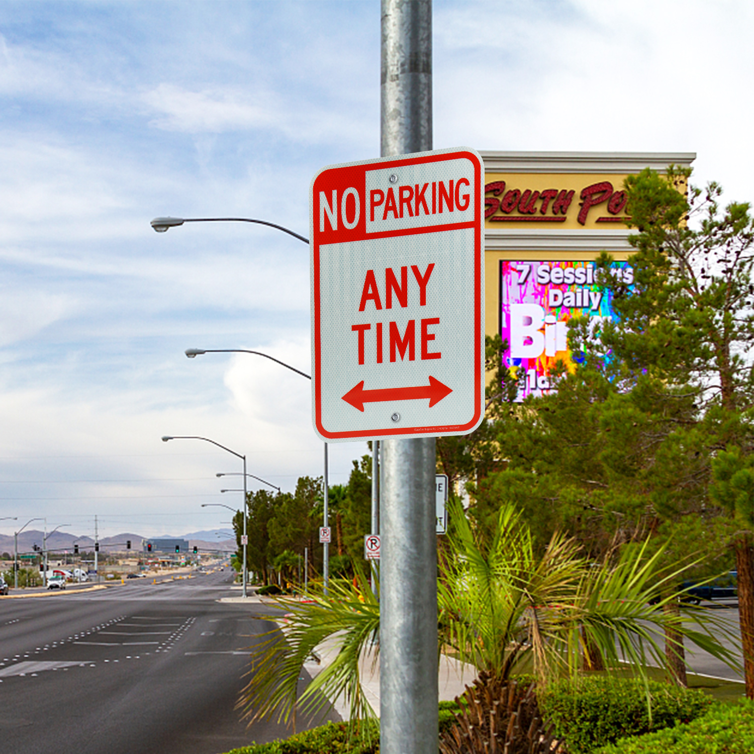 Faittoo 4 Pack No Parking Anytime Sign with Arrows, No Parking Sign, 18 x 12 Inches Engineer Grade Reflective Sheeting Rust Free Aluminum, Weather Resistant, Waterproof, Durable Ink, Easy to Mount