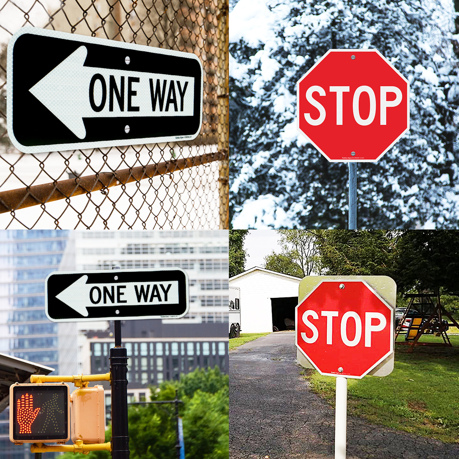 Faittoo Stop Sign 12 Inches One Way Sign with Left Arrow 18x6 Inches Aluminum Traffic Sign, Reflective, Durable Ink, Outdoors Use for 7 Years