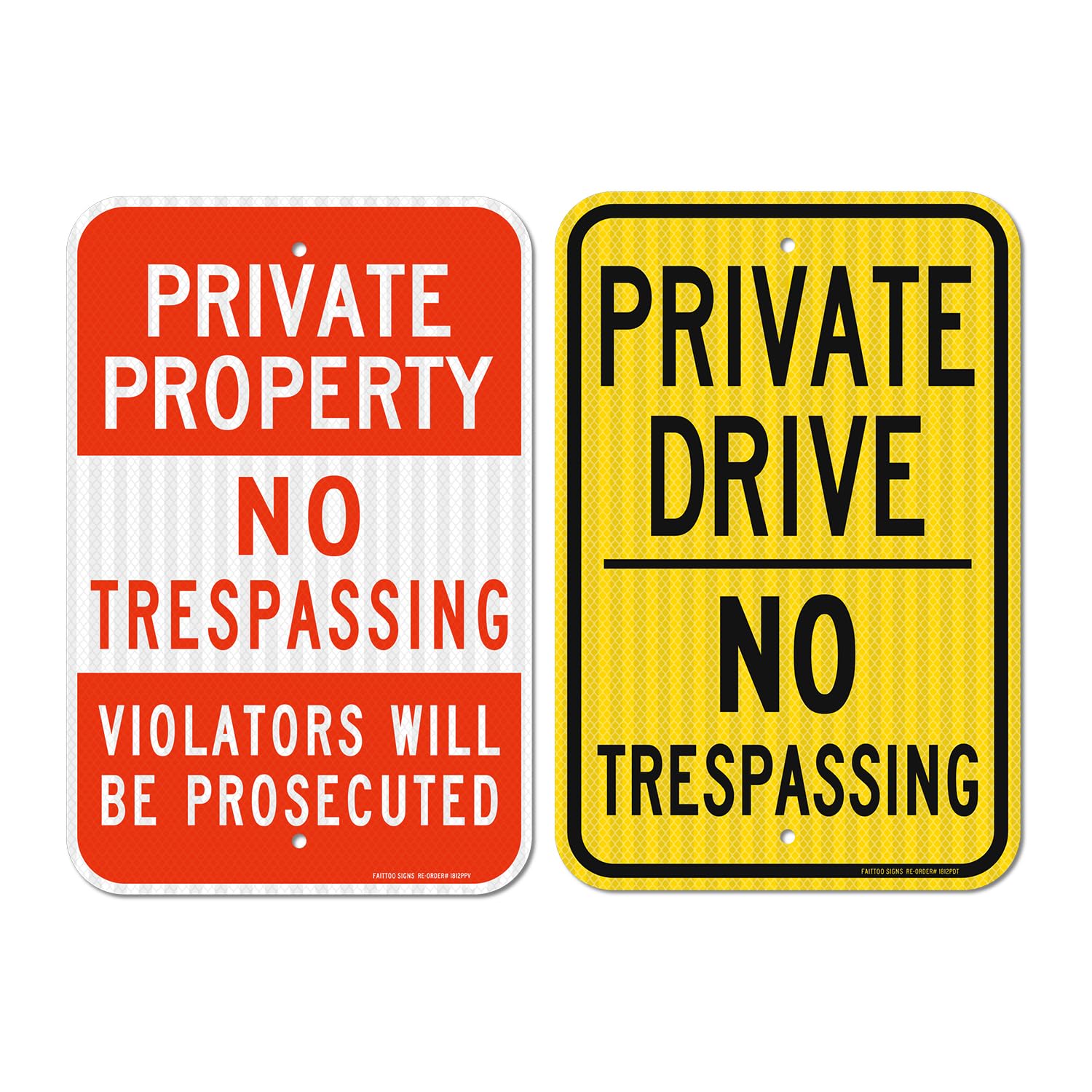 Faittoo 18" x 12" Private Drive No Trespassing Sign 18" x 12" Private Property No Trespassing Violators Prosecuted Sign
