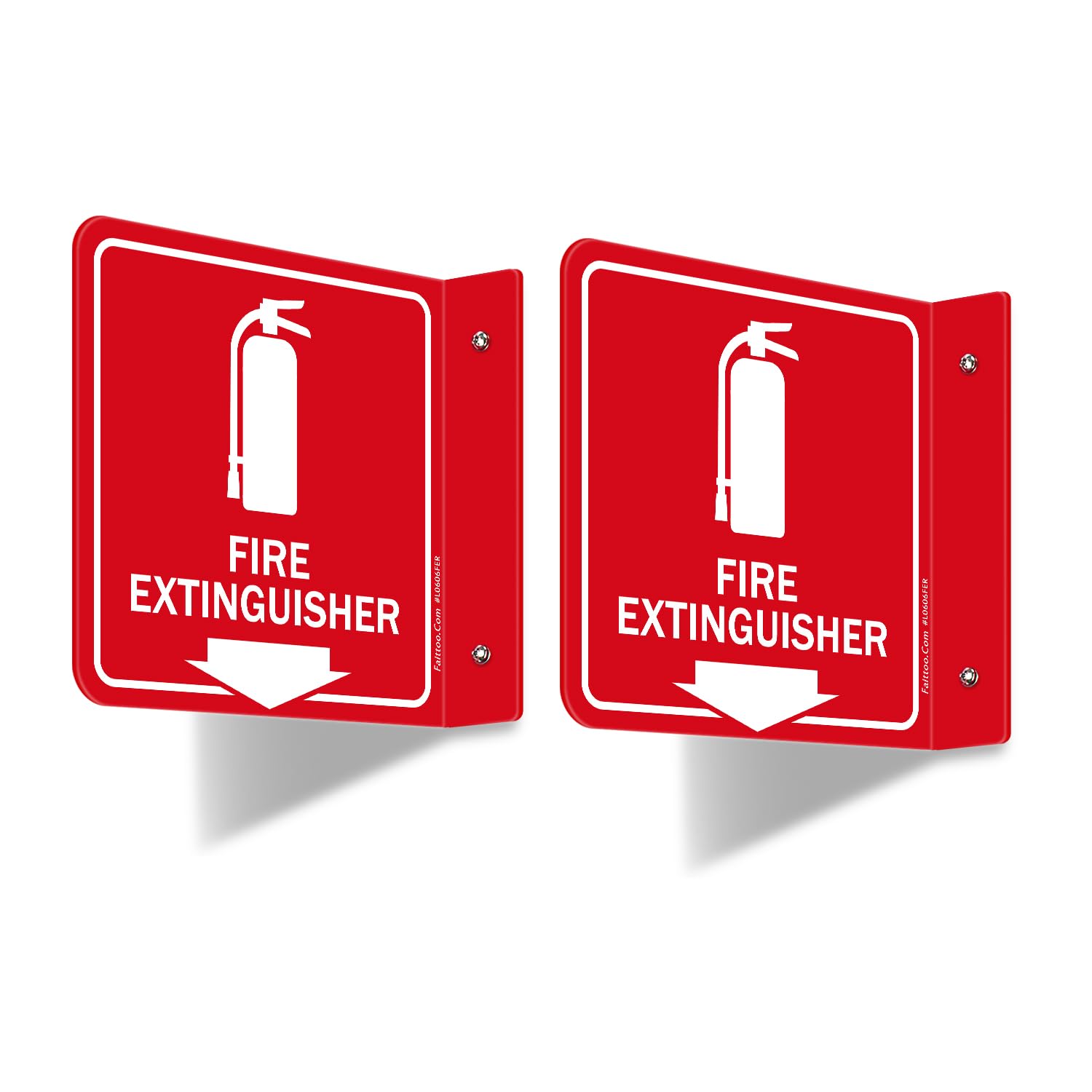 Faittoo Fire Extinguisher Sign, 2 Pack Fire Extinguisher with Down Arrow - 6 x 6 Inches Acrylic Plastic, 2 Pre-Drilled Holes, Includes Matching Screws, Use for Home Office/Business
