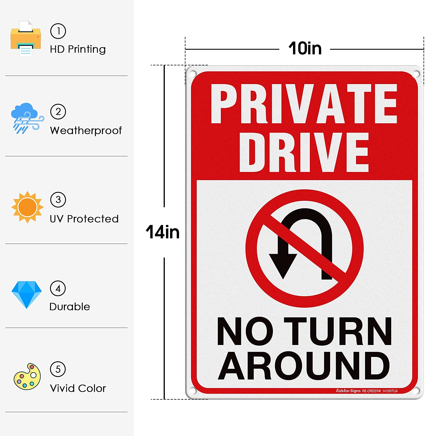 2-Pack No Trespassing Private Property Protected By Video Surveillance Violators Will Be Prosecuted Sign and 2-Pack Private Drive No Turn Around Sign