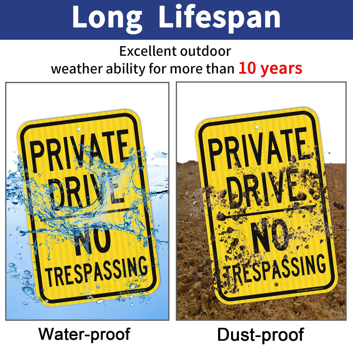 Faittoo 18" x 12" Private Drive No Trespassing Sign 18" x 12" Private Property No Trespassing Violators Prosecuted Sign