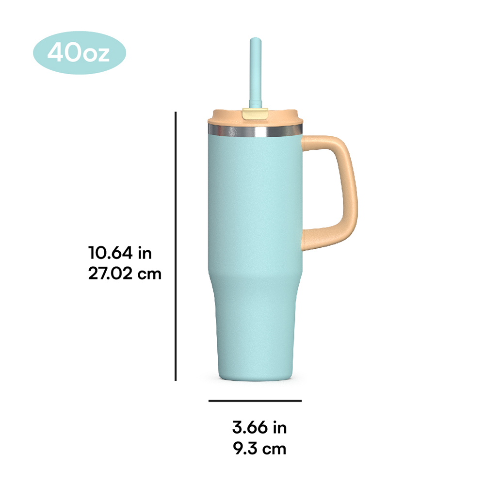 32oz Handle cup double lid with straw