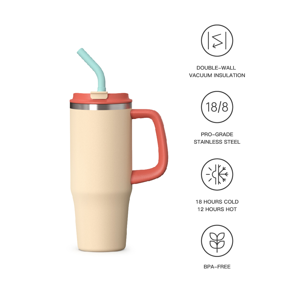 Handle cup double lid with straw 32oz/40oz/50oz