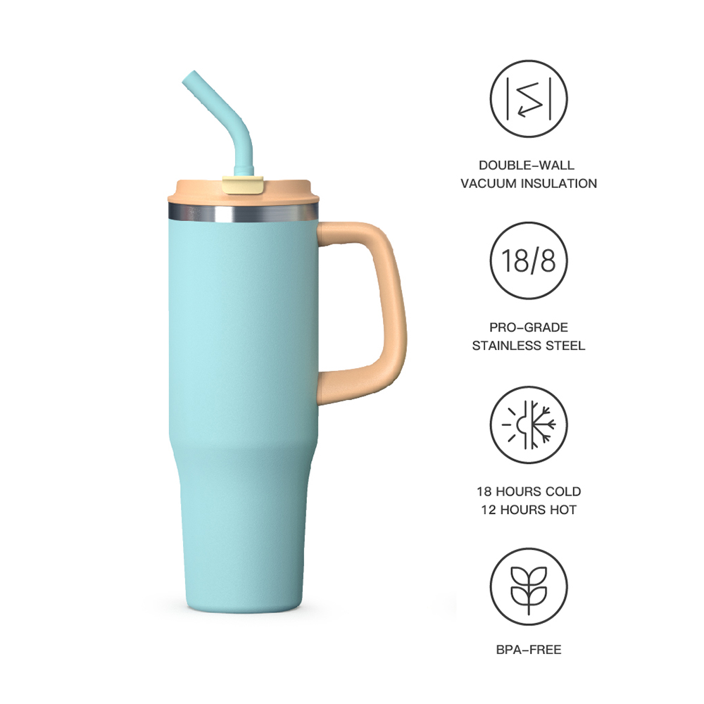 Handle cup double lid with straw 32oz/40oz/50oz
