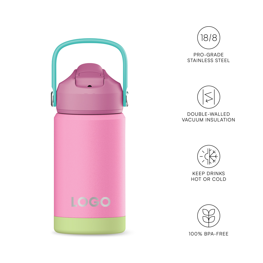 Double drinking lid Leak-proof Kids Water Bottle With Straw, Insulated Stainless Steel Vacuum Bottle For School, BPA Free