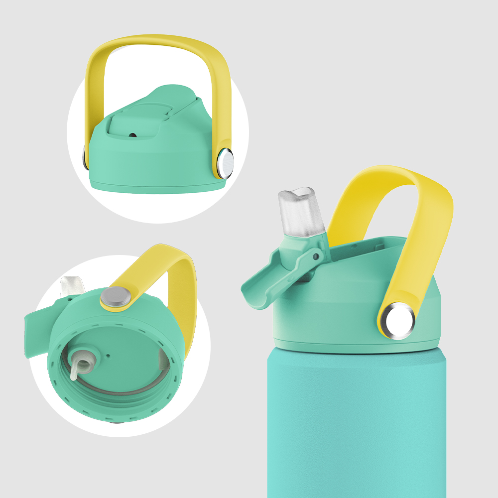 Double drinking lid Leak-proof Kids Water Bottle With Straw, Insulated Stainless Steel Vacuum Bottle For School, BPA Free