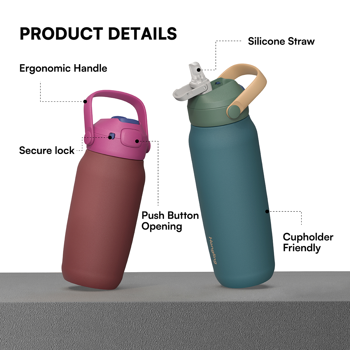 Upgraded Stainless Steel Water Bottle with 100% Dustproof Pop-Up Lid | Interchangeable Lids & Custom OEM/ODM