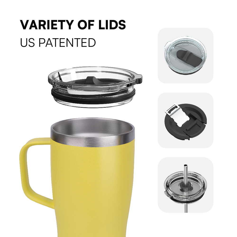 20oz Tumbler with Handle and Straw Lid | Stainless Steel Water Bottle Travel Mug Reusable Insulated Cup With Lid And Straw, 100% Leak Proof, Keep Cold Heat and Ice for Hours