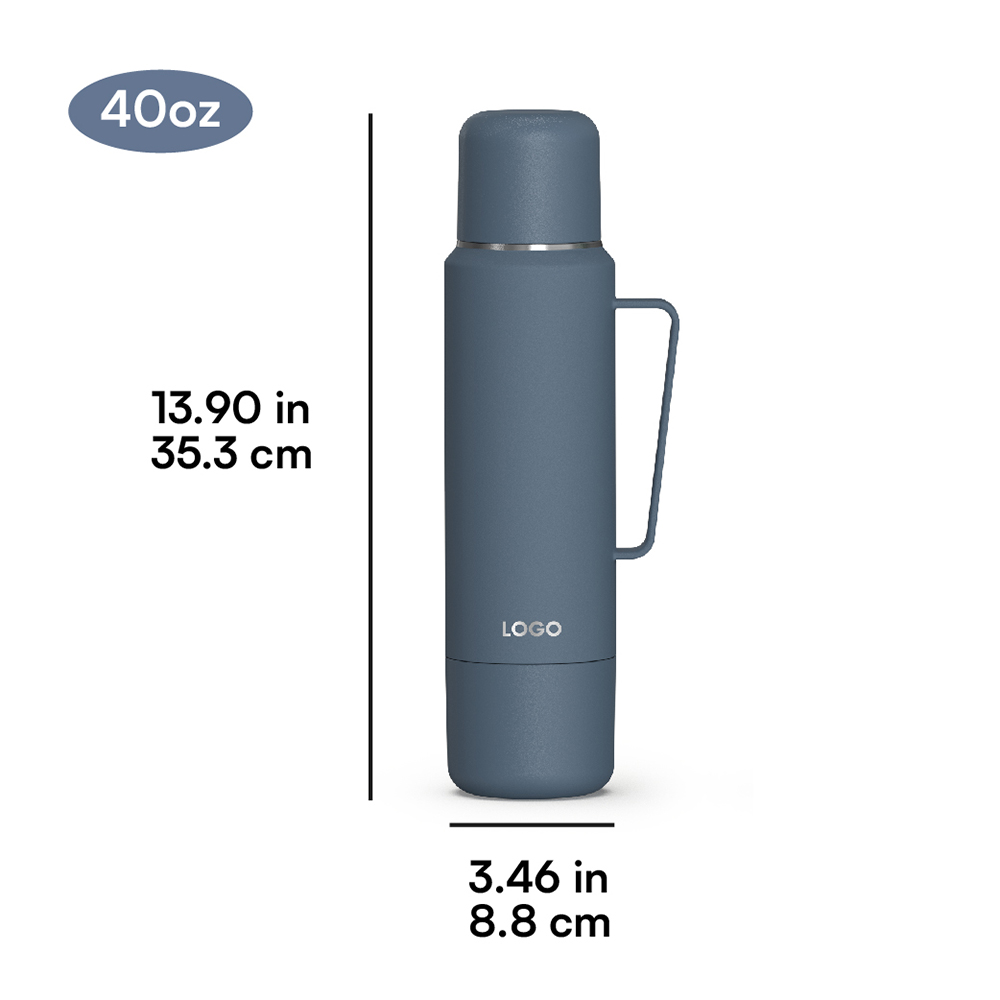 BPA-Free 40oz Stainless Steel Travel Coffee Bottle with Two Sharing Cups