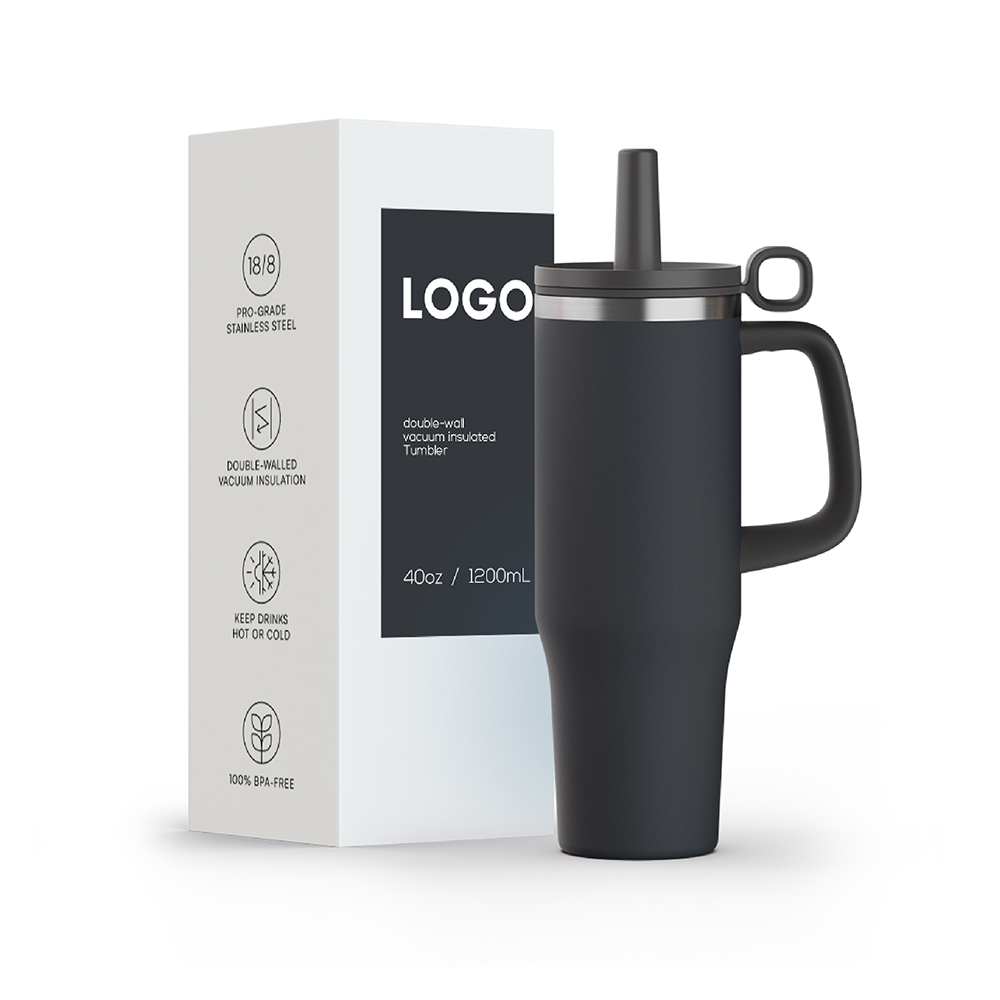 New 40oz Tumbler With Handle, Stainless Steel Outdoor Tumbler With Silicone Dust Cover