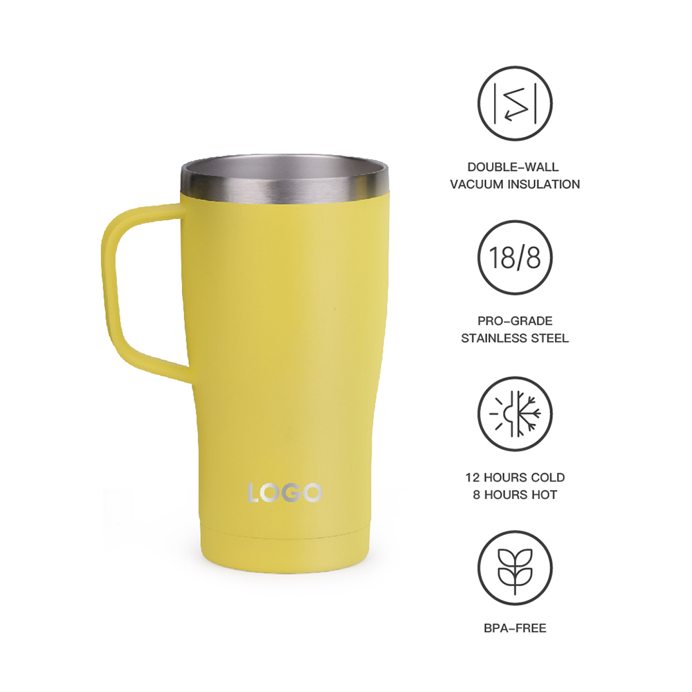 20oz Tumbler with Handle and Straw Lid | Stainless Steel Water Bottle Travel Mug Reusable Insulated Cup With Lid And Straw, 100% Leak Proof, Keep Cold Heat and Ice for Hours