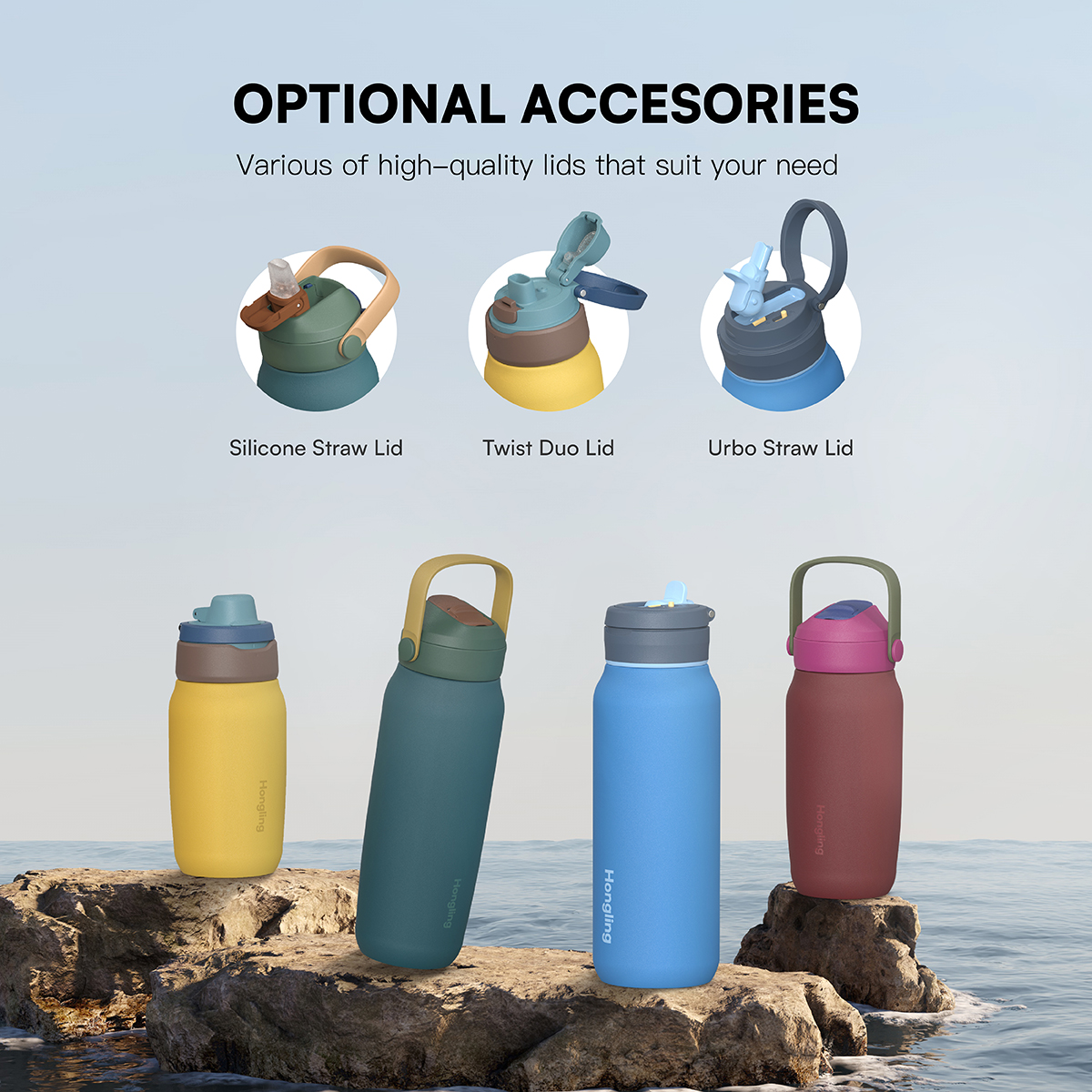 Upgraded Stainless Steel Water Bottle with 100% Dustproof Pop-Up Lid | Interchangeable Lids & Custom OEM/ODM