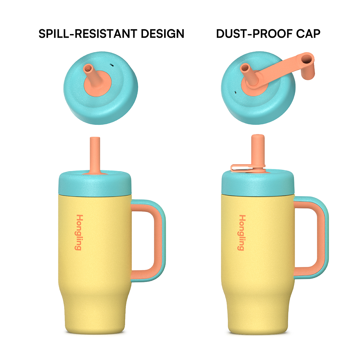 Hongling custom kids water bottle with handle  Vacuum Insulated Metal Travel Mug Coffee Cup With Handle and Logo water bottle manufacturer factory