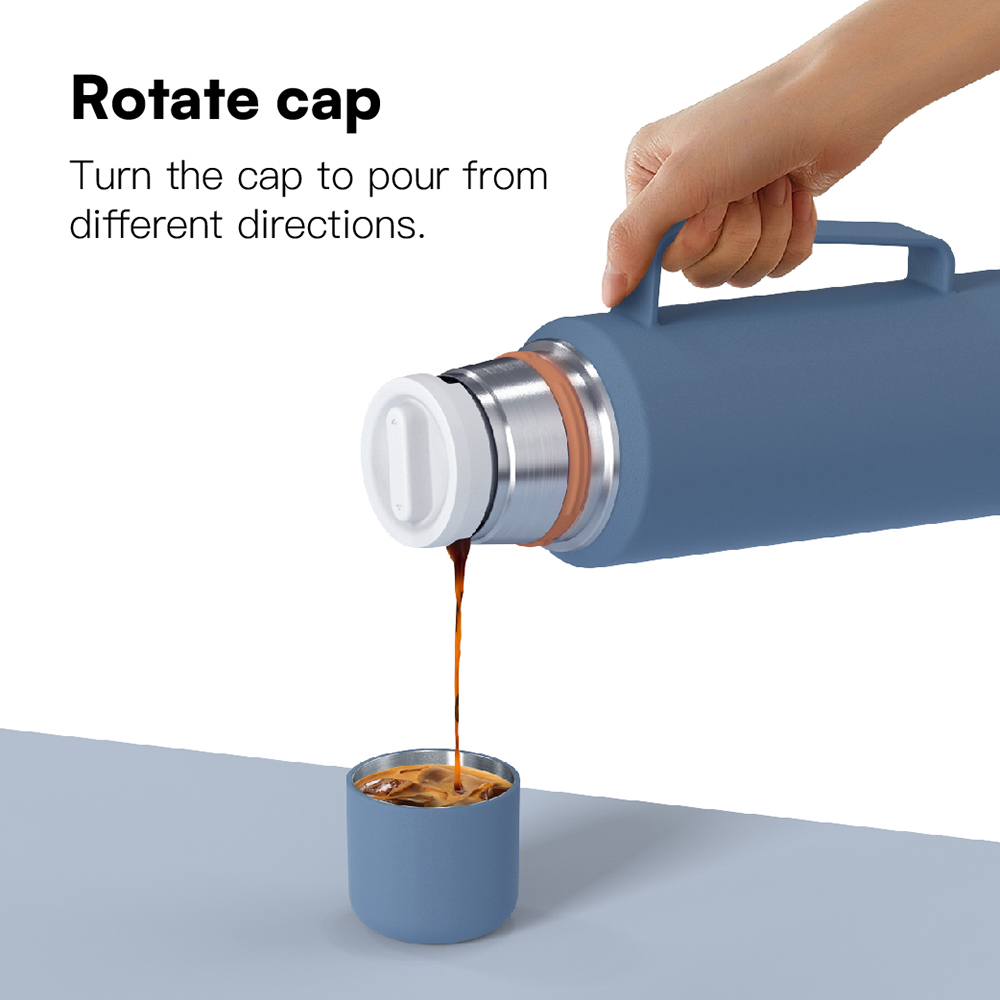 BPA-Free 40oz Stainless Steel Travel Coffee Bottle with Two Sharing Cups