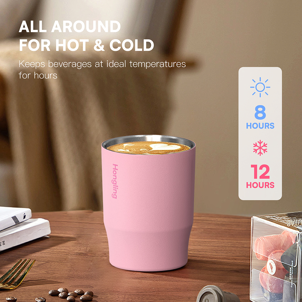 Wholesale 14oz Stainless Steel Coffee Tumbler with Dual Drinking Lid & Lanyard, Insulated Travel Mug OEM/ODM