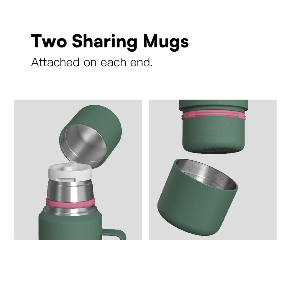 BPA-Free 40oz Stainless Steel Travel Coffee Bottle with Two Sharing Cups