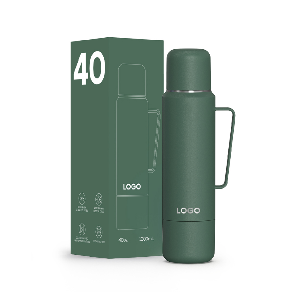 BPA-Free 40oz Stainless Steel Travel Coffee Bottle with Two Sharing Cups