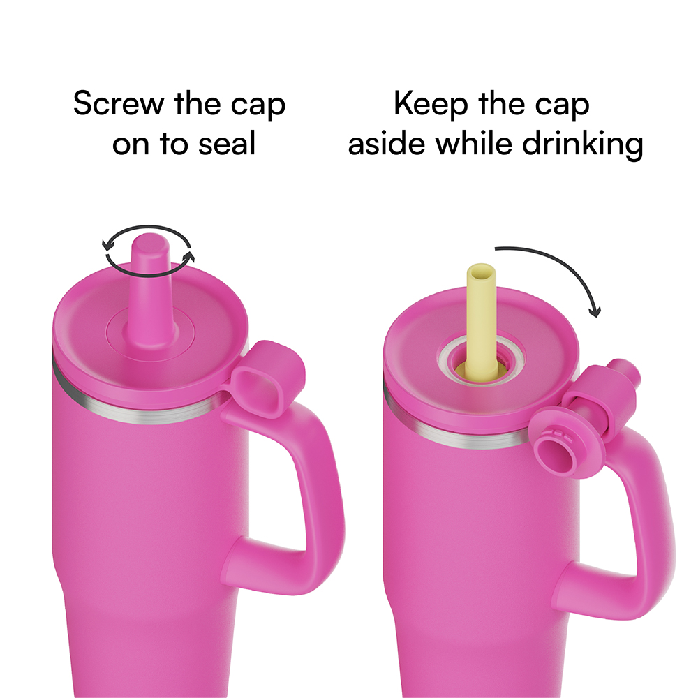 New 40oz Tumbler With Handle, Stainless Steel Outdoor Tumbler With Silicone Dust Cover