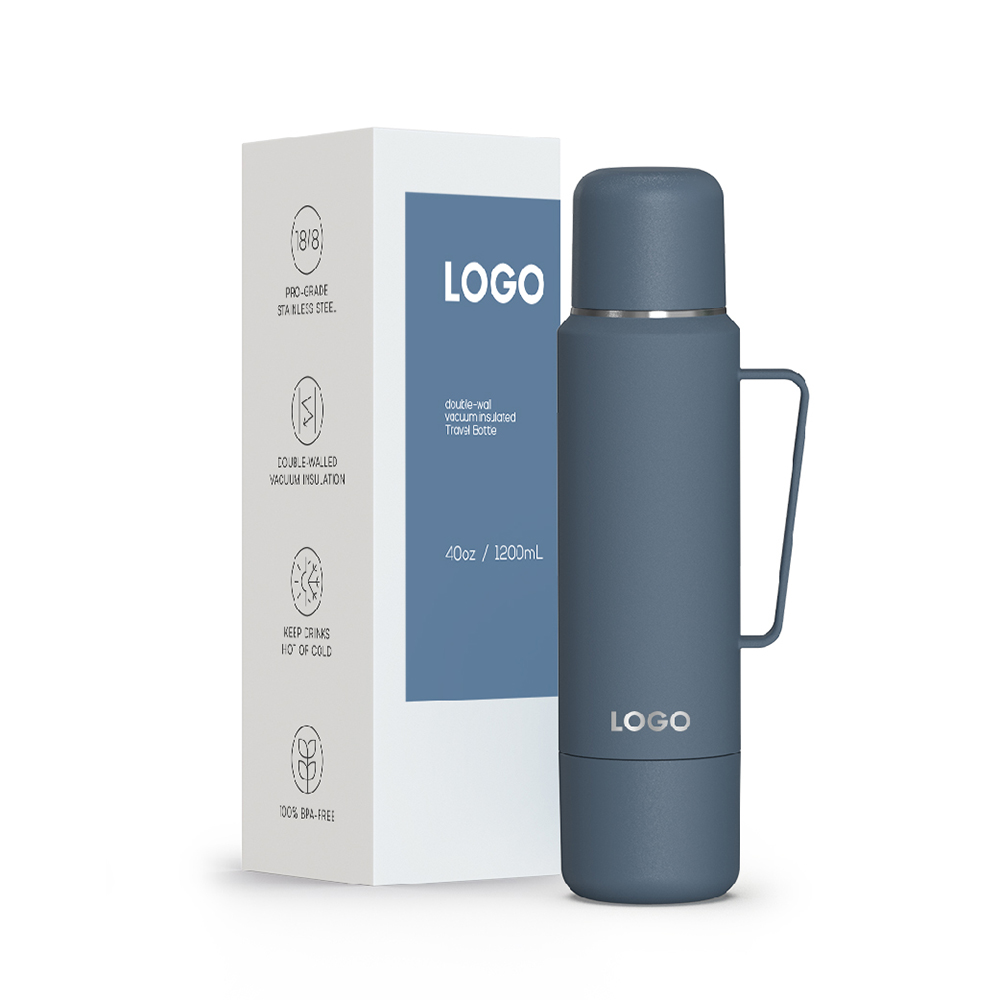 BPA-Free 40oz Stainless Steel Travel Coffee Bottle with Two Sharing Cups