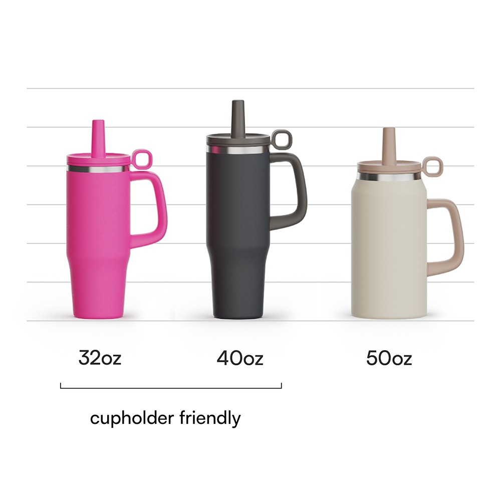 32oz/40oz/50oz Travel Coffee Tumbler, Stainless Steel Tumbler Mug Insulated for Hot and Cold, Metal Water Bottle with Straw and Handle and Swivel Seal Lid