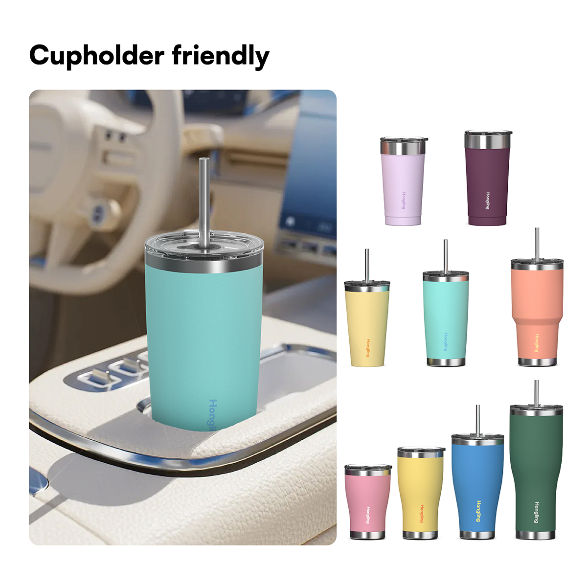 Hongling wholesale coffee mug water bottle Insulated travel coffee mug Stainless steel tumbler manufacturer Double wall thermos cup