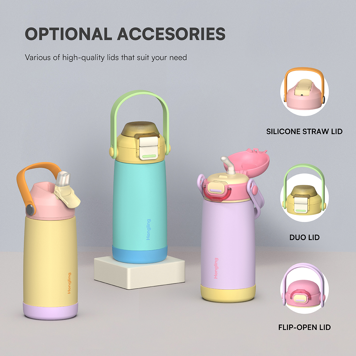 Custom wholesale kids water bottle 12oz/16oz Straw cup BPA-free water bottle Outdoor sports thermos 