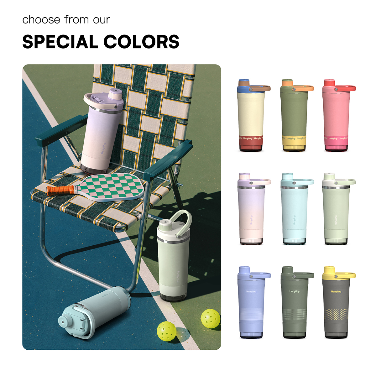 Hongling Water bottle Shaker bottle Leak Proof Design BPA Free Insulated stainless steel water bottle manufacturer 