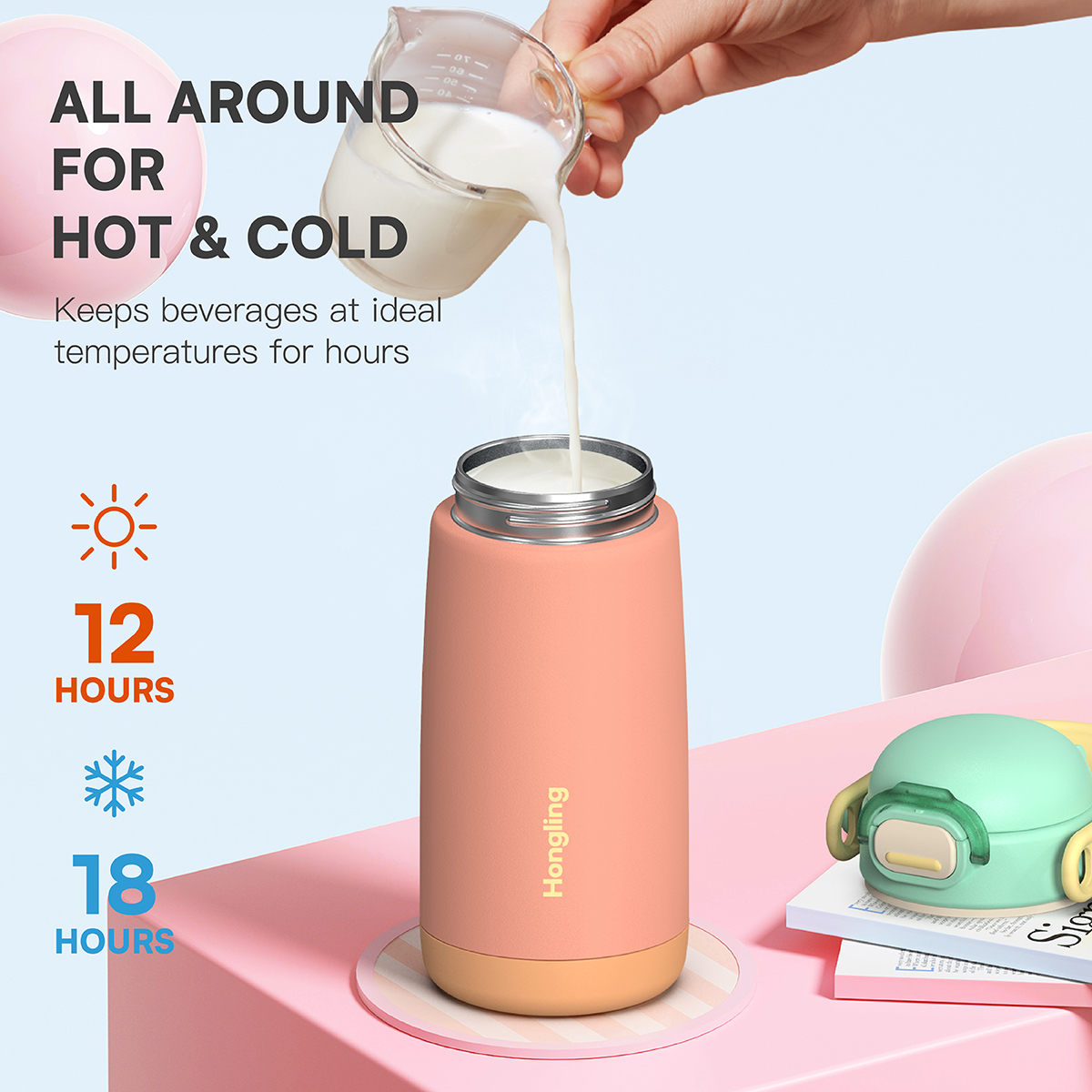 Custom wholesale kids water bottle 12oz/16oz Straw cup BPA-free water bottle Outdoor sports thermos 