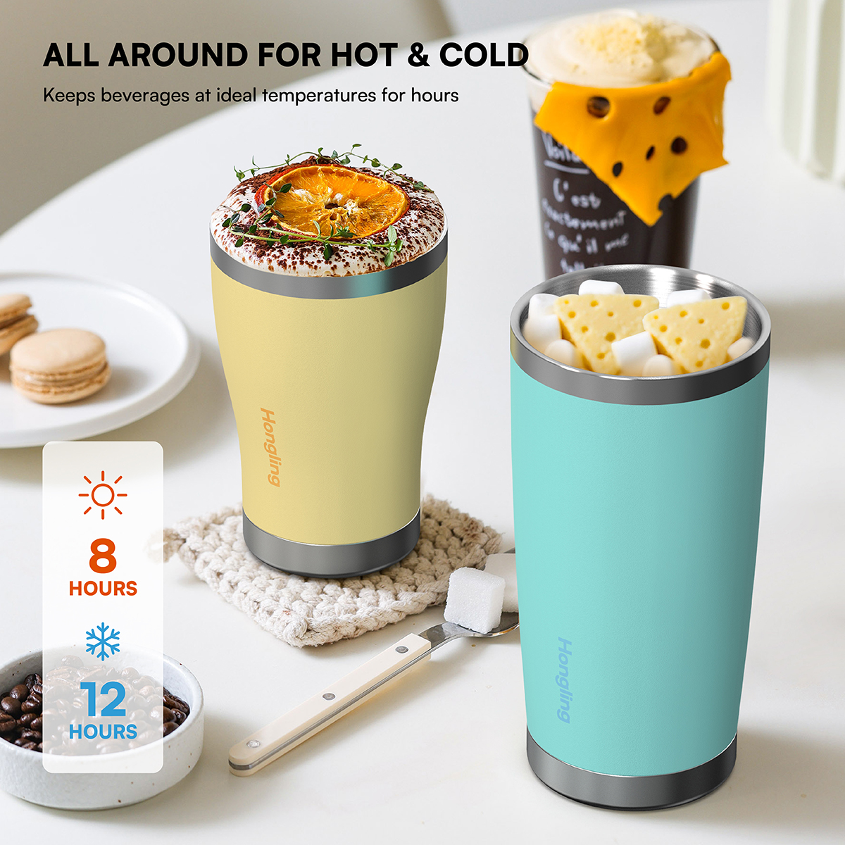 Hongling wholesale coffee mug water bottle Insulated travel coffee mug Stainless steel tumbler manufacturer Double wall thermos cup