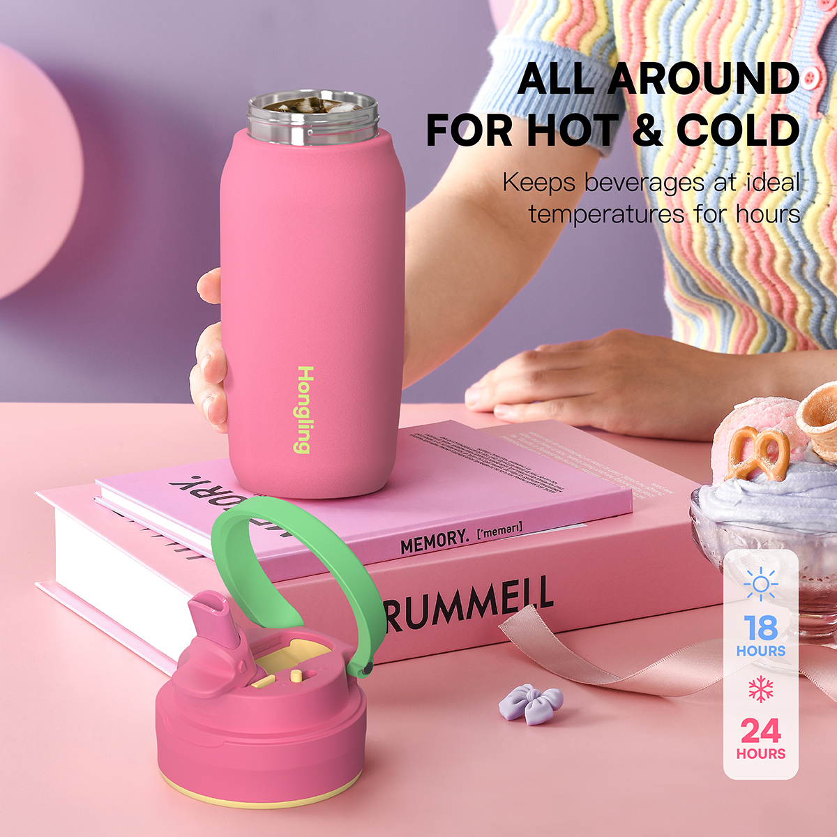 Valentine's Day Premium Insulated Water Bottle Food Grade 304 Stainless Steel Sports Water Bottles with Customized Logo Hong Ling Cup