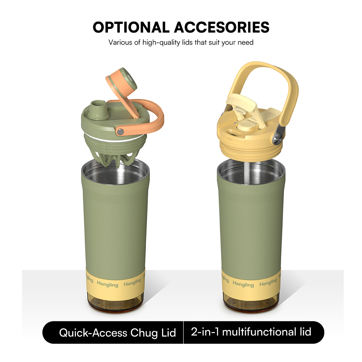 Hongling Water bottle Shaker bottle Leak Proof Design BPA Free Insulated stainless steel water bottle manufacturer 