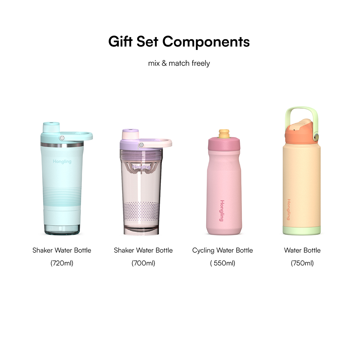 Water Bottle Hong Ling Custom 3 Piece Sports Water Bottle Gift Set BPA Free Shaker Bottle Cycling Bottle Flask Set water bottle manufacturer