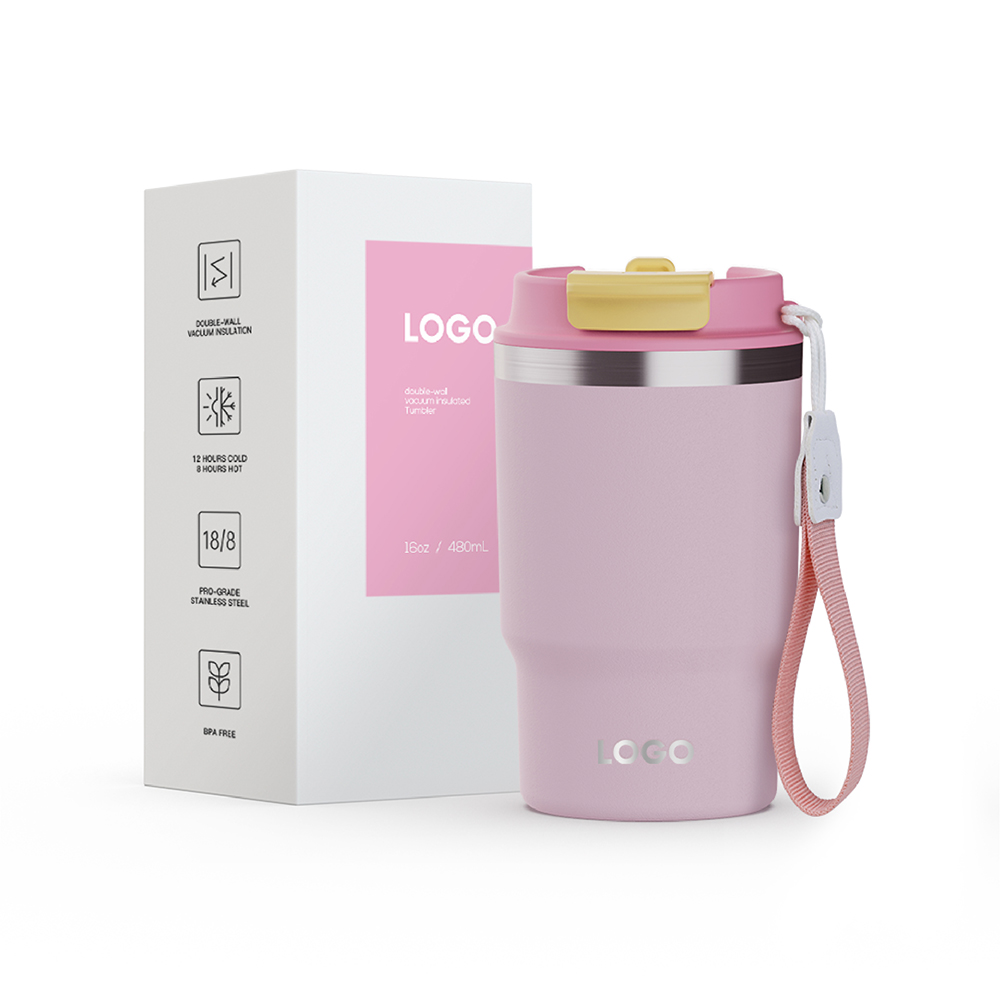 Leakproof insulated coffee travel tumbler with 2 in 1 lid