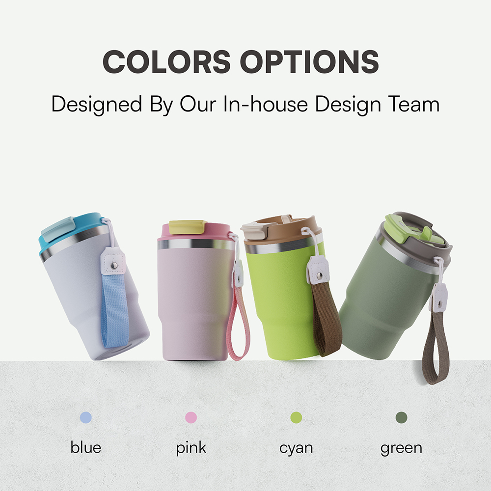 Leakproof insulated coffee travel tumbler with 2 in 1 lid