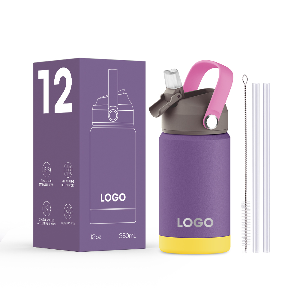 Double drinking lid Leak-proof Kids Water Bottle With Straw, Insulated Stainless Steel Vacuum Bottle For School, BPA Free