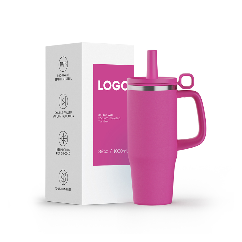 New 40oz Tumbler With Handle, Stainless Steel Outdoor Tumbler With Silicone Dust Cover